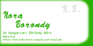 nora borondy business card