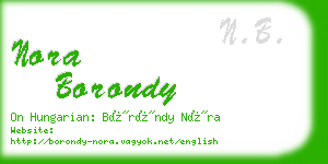 nora borondy business card